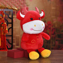 22cm 2021 New Year Chinese Zodiac Ox Cattle Plush Toys Cute Red Cow Mascot D Nw