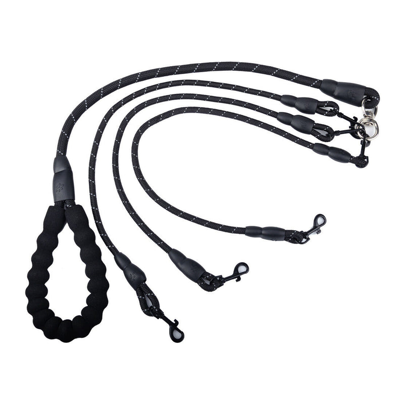 Nylon 3 Way Dog Coupler Leash Triple Leads No Tangle Adjustable fr Dogs Walking