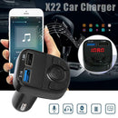 X22 3.1A LED Screen Handsfree Car Charger Wireless Bluetooth 5.0 FM Transmitter