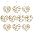 10pcs/bag Wooden Hollow Out Love Heart Pendant Wedding Party Festival Decor A