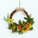 15" Artificial Sunflower Wreath Flower Wreath with Yellow Sunflower and Green
