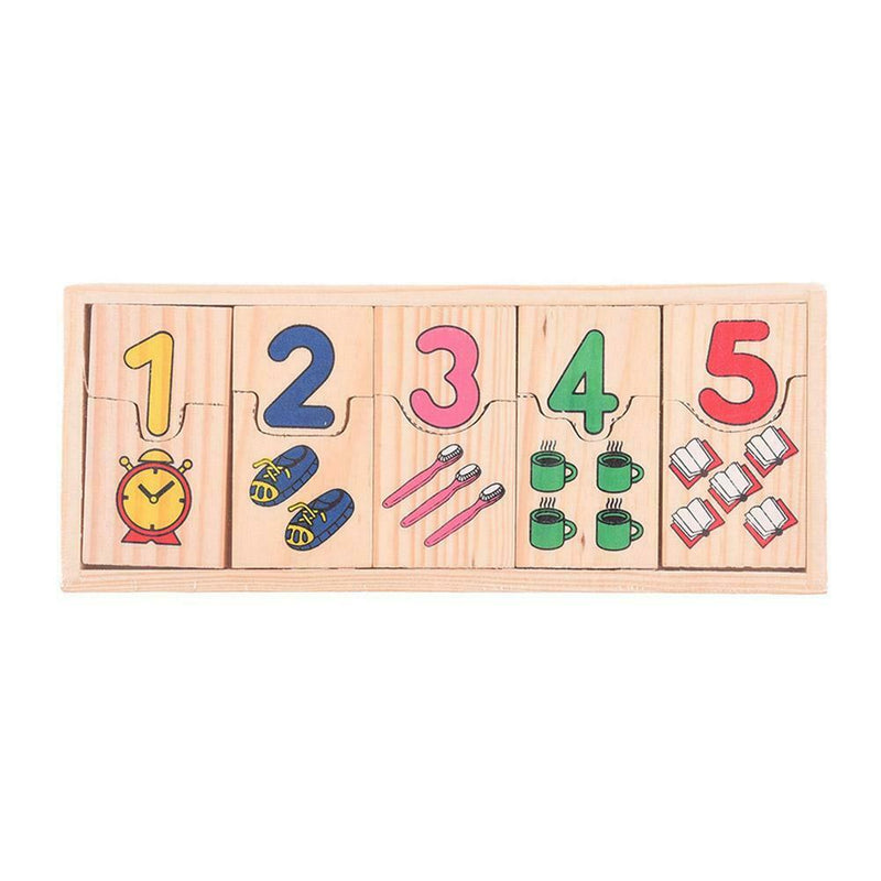 Wooden Count Geometric Shape Cognition Match Baby Early Education Math Toys