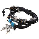 Adjustable Metal Leather Bracelet Black Color for Man Woman Gift