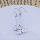 Women Luxury Full Crystal Double Balls Earrings Hook Dangler Drop Earrings BX