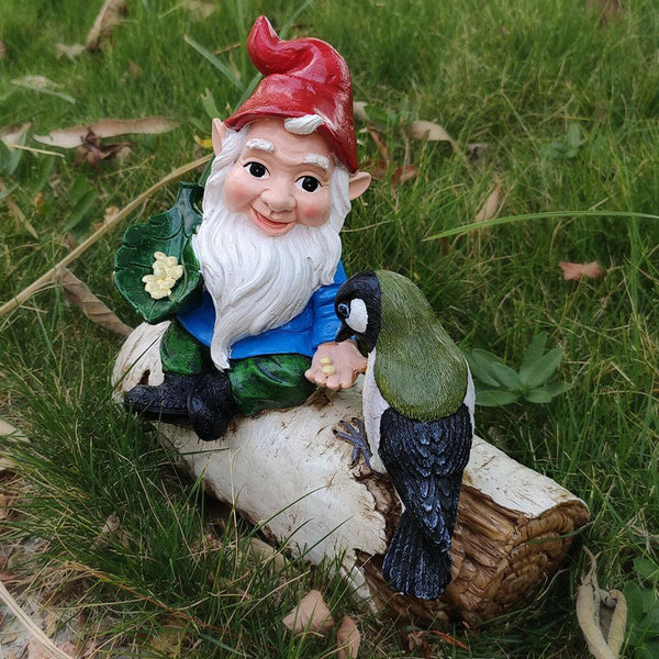Bird Feeders for Outside, Garden Gnome Outdoor Statue, Small Statue for