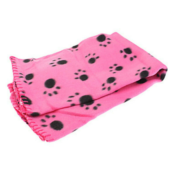 Lovely Pets Mat Soft Warm Fleece Paw Print Design Pet Puppy Dog Cat Mat Bla