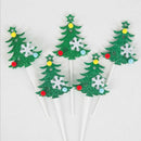 5pc Merry Christmas Cake Topper Cupcake Insert Card Mini Xmas Tree BirthdayB Hn