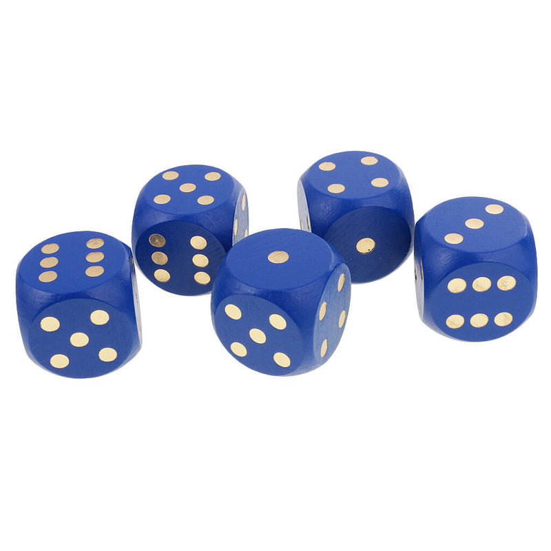 5x D6 5cm Six Sided 2 inch Dice Spot Dices for RPG Game Party Supply Blue
