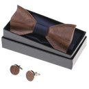 Wooden tie pocket square cufflink wood bow tie wedding wooden bow ties setJC_