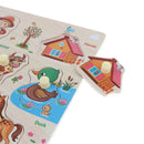2 Set Wooden Peg Puzzle Zoo & Farm Animals Jigsaw Preschool Learning Toys