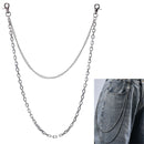 Double Layer Long Metal Hipster Jean Belt Keychain Ring Clip Key Chain Punk Gw