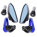 Motorcycle Metal Handle Bar End Rearview Side Mirrors 7/8inch(22mm) Blue