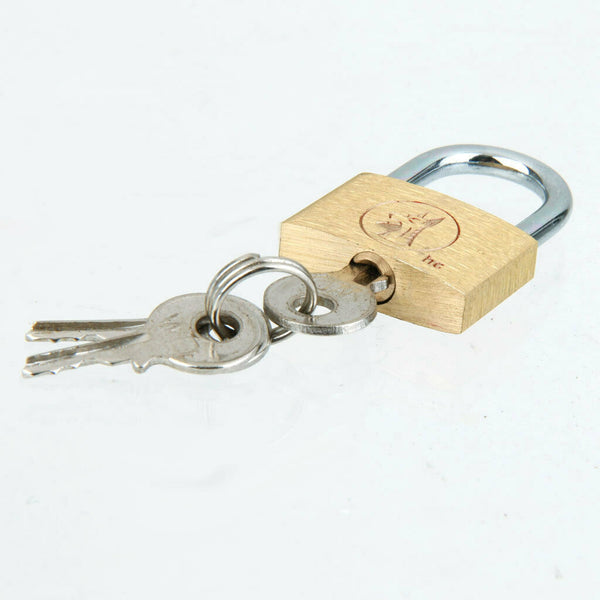 Brass Padlock Locker Long Shackle Suitcase Toolbox w/ Key 25mm