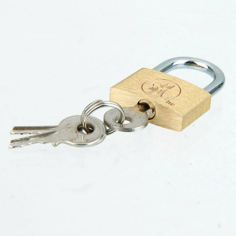 Brass Padlock Locker Long Shackle Suitcase Toolbox w/ Key 25mm