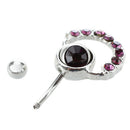 316L Surgical Stainless Steel Navel Piercing + Rhinestone Purple Q8T2