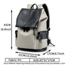 Laptop Backpack Men'S Pu Leather Backpack Casual Youth Large Capacity Trave