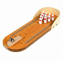 Mini Desktop Bowling Game Set Wooden Bowling Alley Ten Metal Pin Ball Desk