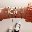 5pcs Retro Shell Flower Bracelet Slice Bangles Women Jewelry Gift (Style 6) A