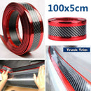 2x 2.5M*5cm Car Door Sill Scuff Pedal Protector Strips Red Sides Carbon Fiber