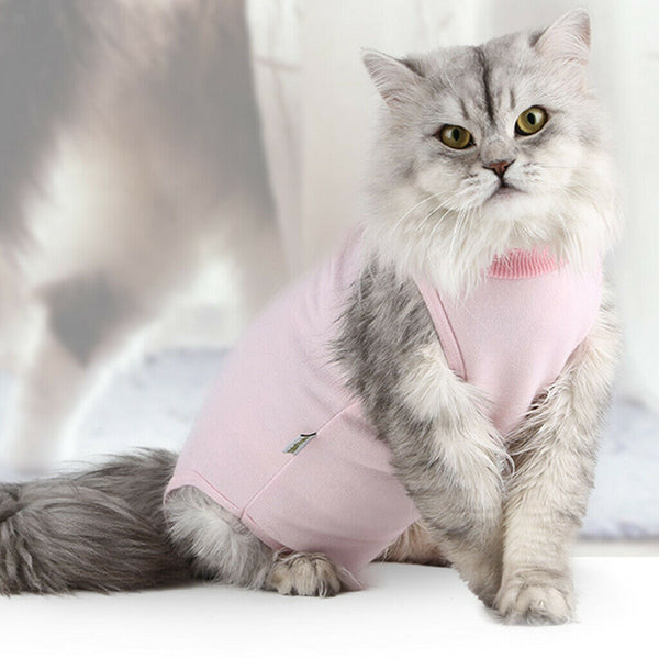 Recovery Suit for Cat Dog Sterilization Care Wipe Medicine Prevent Lick Pink S