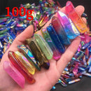 Large A Lots Of Titanium Rainbow Aura Lemurian Quartz Crystal Point Healing 100g