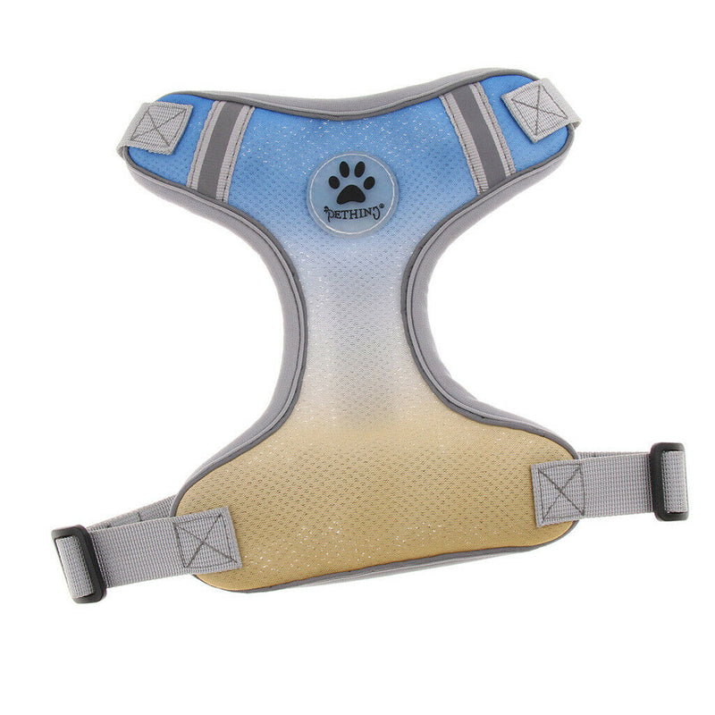 Adjustable Dog Chest Strap Harness Pet Dog Soft Fashion Vest L Yellow Blue