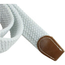 Unisex Braided Elastic Stretch Rubber String Belt (White,Brown Head) J5I2