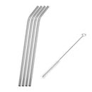 4pcs Stainless Steel Metal Drinking Straws Reusable Washable+1pc Cleaning Brush