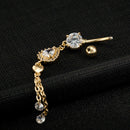 Fashion Crystal Flower Dangle Navel Belly Button Ring Bar Body Piercing Jewelry