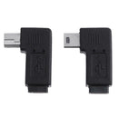 2pcs 90 Degree Micro USB Female to Mini USB Male Adapter Connector