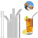 Long Stainless Steel Durable Cocktail Drinking Straws & Cleaner Brush DT5