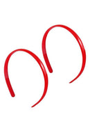 Woman Red 1cm Width Plastic Frame Inner Teeth Headband 2 Pcs