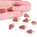 10Pcs/t Enamel Alloy Strawberry Charms Pendant Jewelry DIY Making Cra Gi^SE