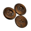 20PCs Dark Coffee 4 Holes Round Wood Sewing Buttons 35mm B4A8