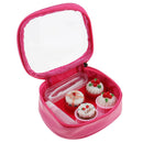 2 Set Mini Contact Lens Box Travel Soaking Case with Storage Zipper Pouch Rose