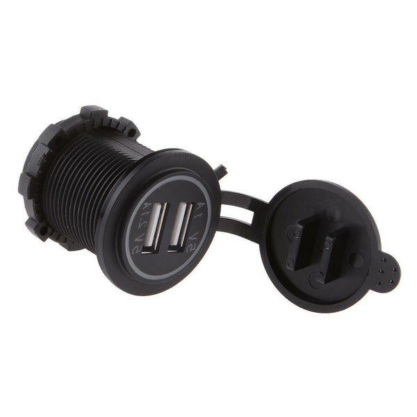 12V-24V 3.1A Green LED Dual USB Port Car Charger Power Adaptor Socket