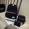 3pcs Set Women Canvas Backpack Big Student Book Bag with Purse Laptop Bag H V7Z1