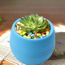 5X(Mini Round Plastic Plant Flower Pots Home Office Decor Planter 7CM Blue W8R6)