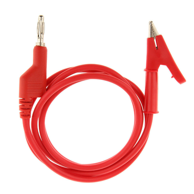 Stackable Banana Plug to Alligator Clip Cable Multimeter Test Lead Red