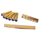 Brass Saddle Nut + Blue Opal Bridge Pins Set for Acoustic Folk Guitar Parts