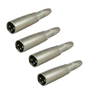 4Pcs 6.35mm 1/4" Female Jack Plug to 3 Pin XLR male Mic Adapter