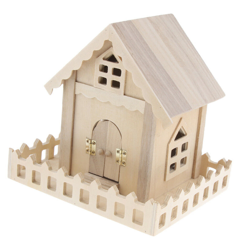 Wooden Bird House Perches Log Cabin for Outdoor / Indoor Hanging Decoration