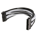 White Sleeved Extension Cable Power Supply Adapter 24 to 24 Pin Connector for PC