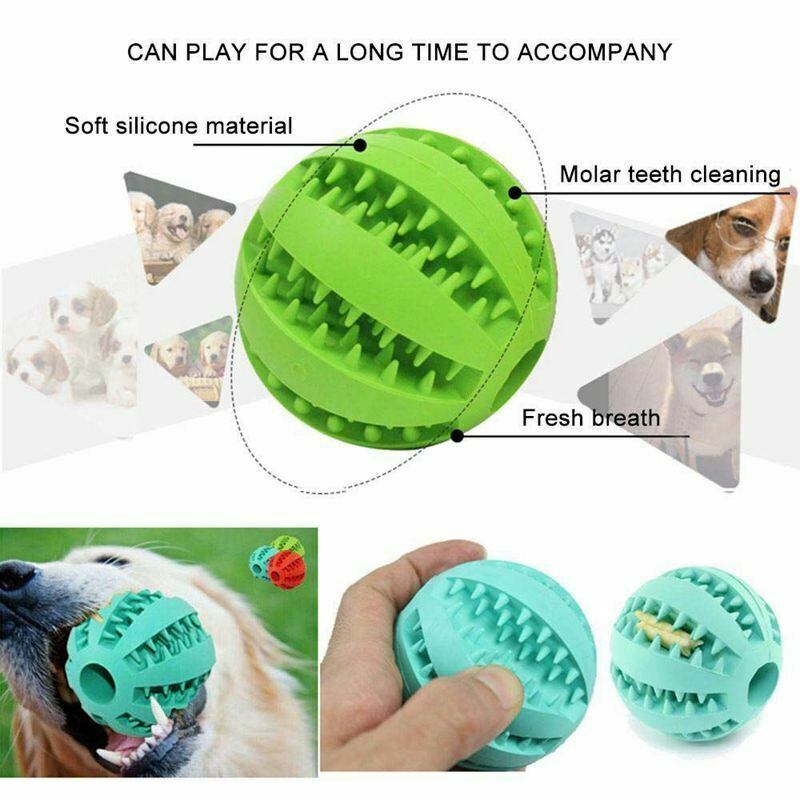 Dog Tooth Cleaning Balls,Chewing Food Toys Ball Non-Toxic Soft Rubber Ball  M8Q2