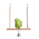 Bird Perch Parrot Play Toys Stand Holder natural Wooden Swing Bell Cage HangingL