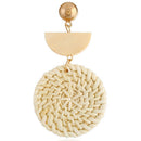 Korean Earrings For Women Wooden Straw Weave Rattan Earrings Round Vine Bra Y7H2