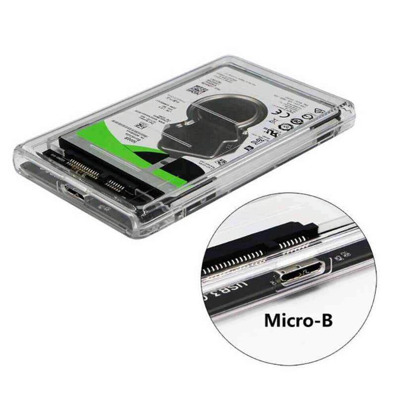 2.5 inch Transparent SSD HDD Case SATA to USB 3.0 Micro-B Adapter Enclosure