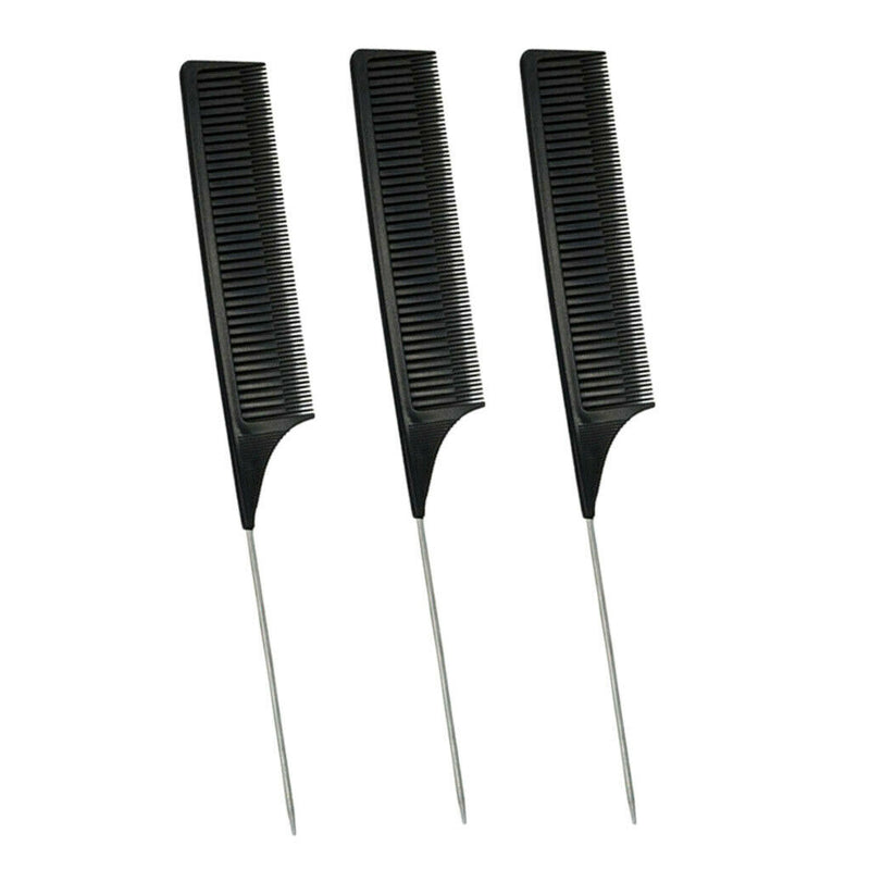 3x Black ABS Sectioning Weaving Highlighting Foiling Hair Comb Styling Combs