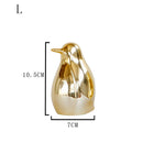 2pieces Golden Bird Statue Desktop Ceramic Display Home Office Decor M+L