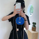 Mini Round Tote Shoulder Bag Women Leather Chain Messenger Purse (3 Blue)